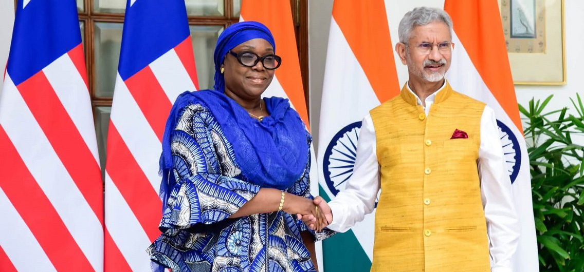 Meeting between External Affairs Minister of India Dr. S. Jaishankar and H.E. Mme Sara Beysolow Nyanti, Minister of Foreign Affairs of Liberia.